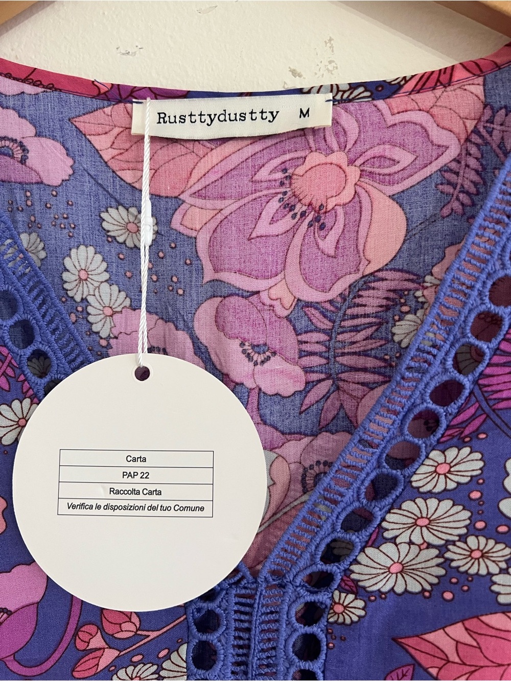 Rusttydustty Womens M Purple Pink Retro Floral Tiered Babydoll Boho Dress NWT - Picture 2 of 12